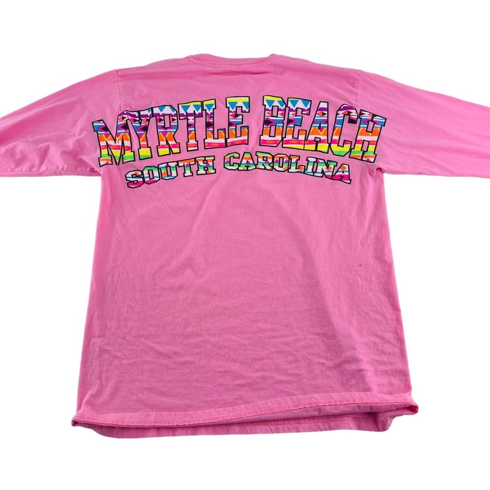 BB Tropics Women's Pink Long Sleeve Graphic T Shirt Pink Colorful Myrtle Beach